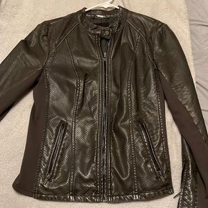 Gently worn faux leather moto jacket